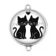 Connecteur Cabochon Argent - chat noir