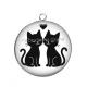 Pendentif Cabochon Argent - chat noir