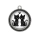 Pendentif Cabochon Argent - chat noir