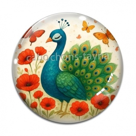 Cabochon Verre - paon