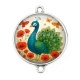 Connecteur Cabochon Argent - paon