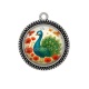 Pendentif Cabochon Argent - paon
