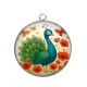 Pendentif Cabochon Argent - paon
