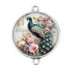 Connecteur Cabochon Argent - paon
