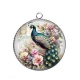 Pendentif Cabochon Argent - paon