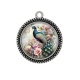 Pendentif Cabochon Argent - paon