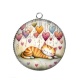 Pendentif Cabochon Argent - chat coeur