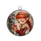 Pendentif Cabochon Argent - petite fille lutin