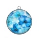 Pendentif Cabochon Argent - fleur coquelicot bleu