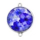 Connecteur Cabochon Argent -  fleur coquelicot bleu marine