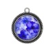 Pendentif Cabochon Argent -  fleur coquelicot bleu marine