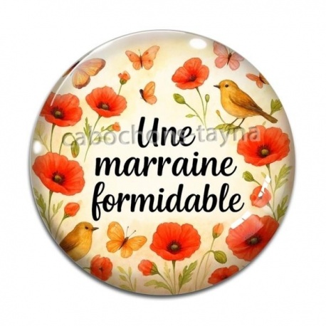 Cabochon Verre - une marraine formidable