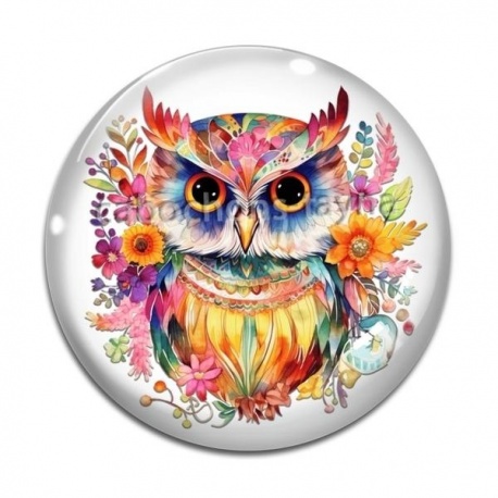 Cabochon Verre - chouette