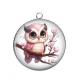 Pendentif Cabochon Argent - chouette