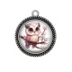 Pendentif Cabochon Argent - chouette