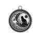 Pendentif Cabochon Argent - chat noir et lune