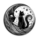 Cabochon Résine - chat noir et lune