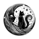 Cabochon Verre - chat noir et lune