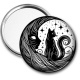 Miroir de poche - chat noir et lune
