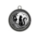 Pendentif Cabochon Argent - chat noir et lune