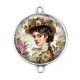 Connecteur Cabochon Argent - femme ancienne