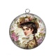 Pendentif Cabochon Argent - femme ancienne