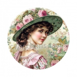 femme ancienne- cabochon ovale résine ou verre
