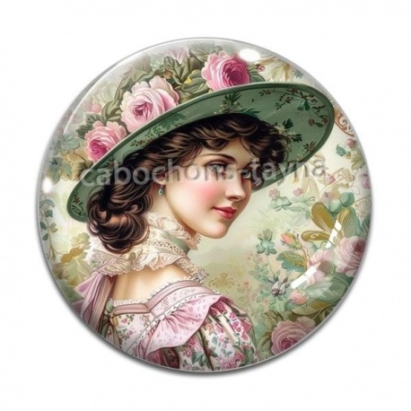 Cabochon Verre - femme ancienne