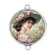 Connecteur Cabochon Argent - femme ancienne