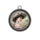 Pendentif Cabochon Argent - femme ancienne