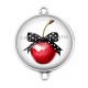 Connecteur Cabochon Argent - cerise