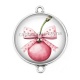 Connecteur Cabochon Argent - cerise