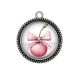 Pendentif Cabochon Argent - cerise