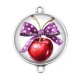 Connecteur Cabochon Argent - cerise