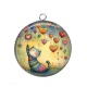 Pendentif Cabochon Argent - chat coeur