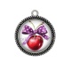 Pendentif Cabochon Argent - cerise