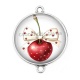 Connecteur Cabochon Argent - cerise
