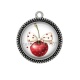 Pendentif Cabochon Argent - cerise