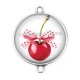 Connecteur Cabochon Argent - cerise