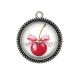 Pendentif Cabochon Argent - cerise
