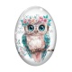 Cabochon Verre Ovale - chouette