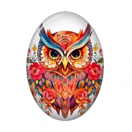 Cabochon Résine Ovale - chouette
