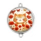 Connecteur Cabochon Argent - chat
