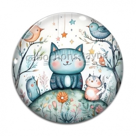 Cabochon Verre - chat
