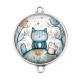 Connecteur Cabochon Argent - chat