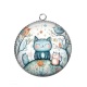 Pendentif Cabochon Argent - chat
