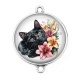Connecteur Cabochon Argent - chat