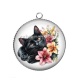Pendentif Cabochon Argent - chat