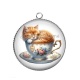Pendentif Cabochon Argent - chat