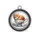 Pendentif Cabochon Argent - chat